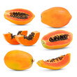 set of papaya on transparent png