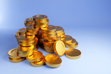 Fototapete - Golden coin sign isolated on purple  background. Income concept. 3D rendering.