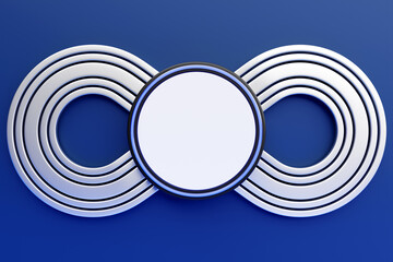 Poster - 3D illustration white  round frame  for text on a  colorful   background with an infinity symbol