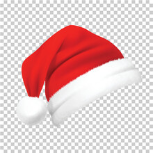 Santa Claus Red Hat Isolated Or Transparent Png. Can Use Greeting , Invitation, Template, Poster, Banner, Flyer Etc. With Merry Christmas. 
