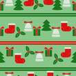 © SunnyColoring - Christmas seamless pattern with horizontal stripes and holiday symbols