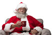 Santa Claus having an hot drink