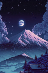 Wall Mural - the moon over the mountain