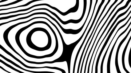 Striped wave animation. Black white liquid line animated pattern