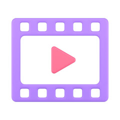 Poster - Cinema strip screen video play user interface application badge multimedia content 3d icon