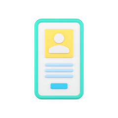 Poster - User profile member personal account avatar data information smartphone screen 3d icon