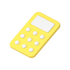 Poster - Simple yellow calculator with yellow display 3d icon  illustration