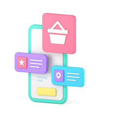 Poster - Online shopping goods delivery purchase store smartphone application realistic 3d icon