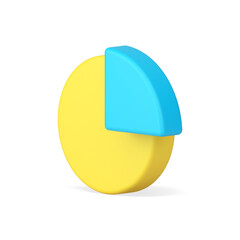 Poster - Yellow pie chart with blue segment 3d icon