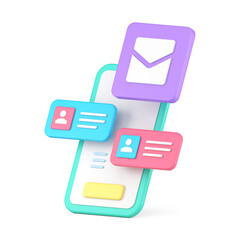 Poster - Text message communication contact chatting dialogue cyberspace realistic 3d icon isometric