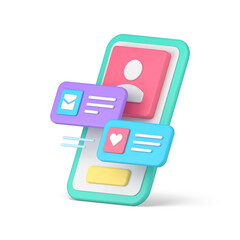 Poster - Social media mobile phone application for couple relationship searching date meeting 3d icon