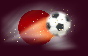 Poster - Flying soccer ball with flag of Japan. 3d vector illustration