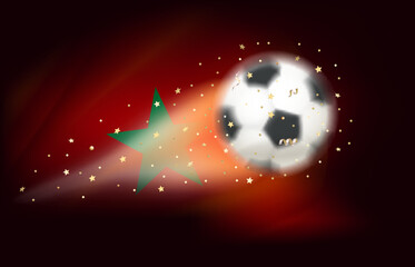 Poster - Flying soccer ball with flag of Morocco. 3d vector illustration