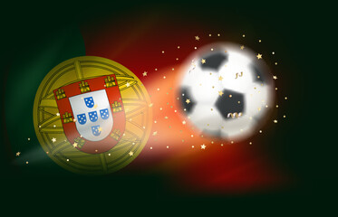 Poster - Flying soccer ball with flag of Portugal. 3d vector illustration