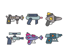 Wall Mural - space blaster gun icons set vector illustration