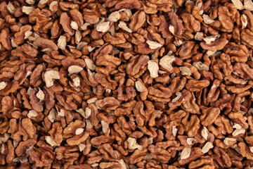Wall Mural - background of peeled walnuts close up top view