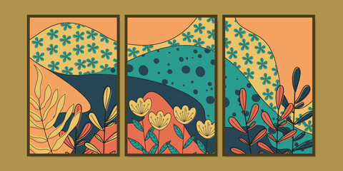 Naklejka na meble abstract botanical background home decor cover set. hand drawn background. covers for wall art, interiors, wallpapers.