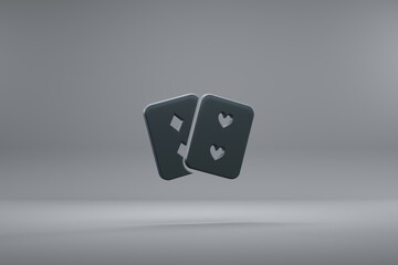 Aufkleber - Beautiful illustration Pair of Cards Dark symbol icons on a grey background. 3d rendering illustration. Background pattern for design...