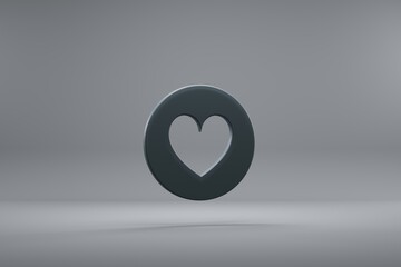 Aufkleber - Beautiful illustration Hearts Token Dark symbol icons on a grey background. 3d rendering illustration. Background pattern for design...