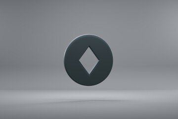 Aufkleber - Beautiful illustration Diamonds Token Dark symbol icons on a grey background. 3d rendering illustration. Background pattern for design..