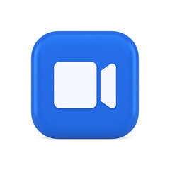 Poster - camera photo video shooting multimedia content creation blue button 3d realistic icon