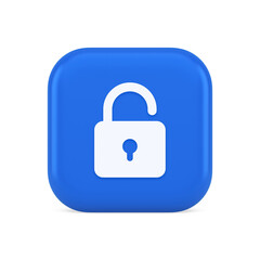 Poster - Open lock button cyberspace password security protection service 3d realistic icon