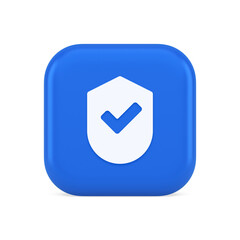 Poster - Done checkmark shield button success protection approved password web app 3d realistic icon