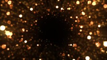 3D Animation - Looped Animated Background Of A Tunnel Made Of Flickering Luminous Particles On A Black Background