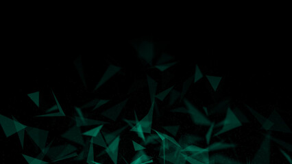 Poster - Abstract plexus geen geometry background. Digital technology network connection concept. 3D rendered illustration.