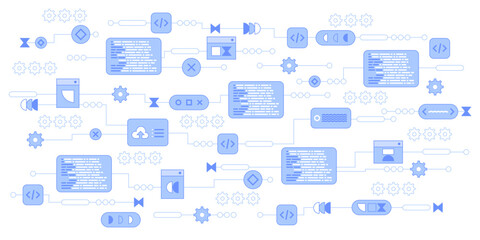 Poster - Vector illustration technology over white background. Modern hi-tech digital technology concept. Abstract internet communication, future science techno design for background