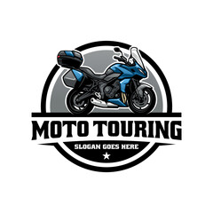 Sticker - motorbike with touring side box illustration logo vector