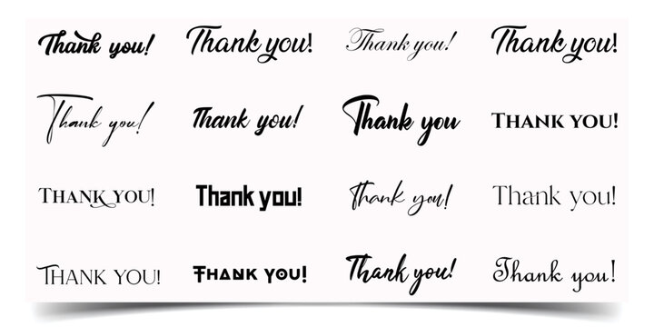 thank you typography style. thank logo collection. thank you card, text or lettering. vector script 