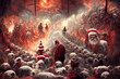 Christmas in hell, santa claus is lucifer himself at the gates of fire, scary, horror style