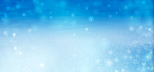 Wall Mural - Christmas blue background with snow. Winter landscape