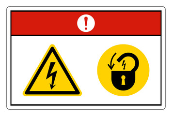 Danger Hazardous Voltage Lock Out Electrical Power Symbol Sign On White Background