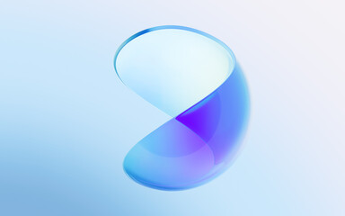 Poster - Gradient transparent curve glass, 3d rendering.