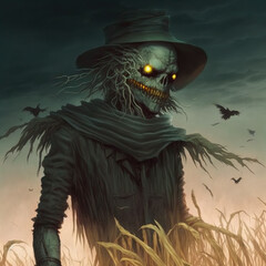 Concept art illustration of evil scarecrow