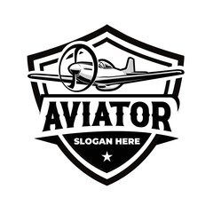 Wall Mural - Premium Aviator Logo Emblem. War Plane Aircraft Vector Isolated