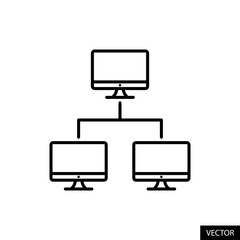 Fototapete - computer network, client server, connection, intranet vector icon in line style design for website, 