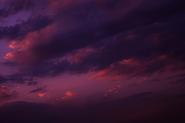 Wall Mural - deep purple magenta violet navy blue sky. dramatic evening sky with clouds. colorful sunset backgrou