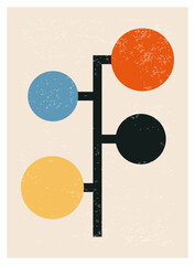Wall Mural - Minimalist 20s geometric design poster, vector template with primitive shapes