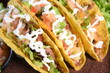 mexican tacos with guacamole jalapeno pepper salad typical tex mex cuisine