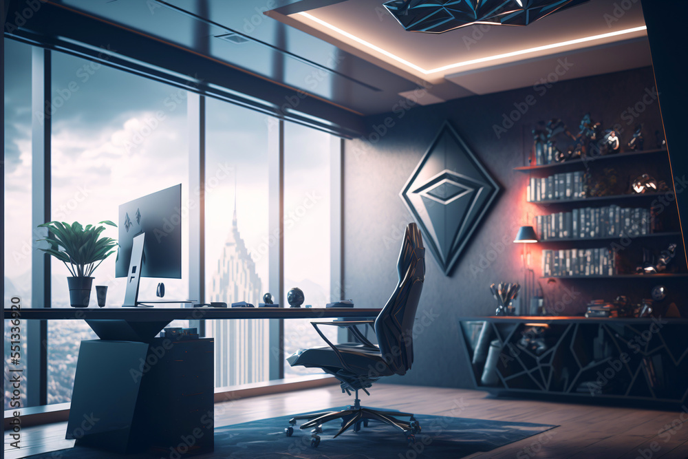 modern luxurious office interior, futuristic architecture design ...