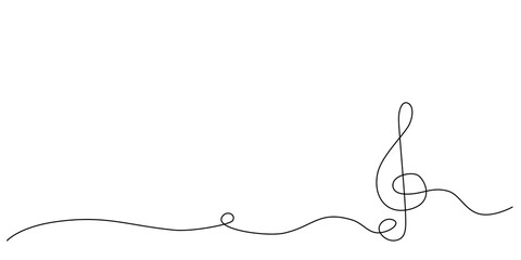 Wall Mural - Decoration continuous line hand drawing element note for concert, photo book, invitations. Vector stock illustration minimalism design isolated on white background. Editable stroke single line. 