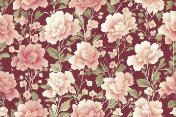  decorative floral pattern. repeat pattern for wallpaper, paper packaging, textile, curtains, duvet covers, print design, wedding invitations. Generative AI (68)