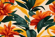 Decorative Jungle Floral Leaves Pattern. Repeat Pattern For Wallpaper, Paper Packaging, Textile, Curtains, Duvet Covers, Print Design (14)