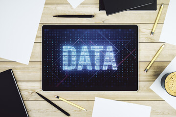 Aufkleber - Creative Data word sign on modern digital tablet screen. Top view. 3D Rendering