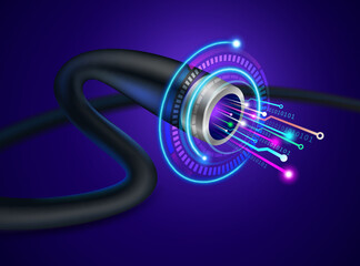 Aufkleber - High speed fiber optic cable Digital hi-tech design. Realistic vector file.