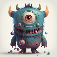 Cute monster toy illustration generated with Artificial Intelligence