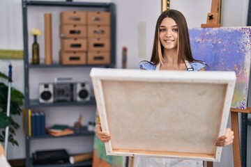 Canvas Print - Adorable girl artist smiling confident looking draw at art studio